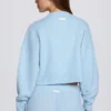 Gebreid kort vest in poederblauw