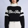 Gebreide cropped trui met logo in zwart