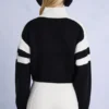 Gebreide cropped trui met logo in zwart