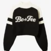 Gebreide cropped trui met logo in zwart