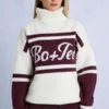 Gebreide oversized trui met col in bordeauxrood
