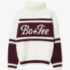 Gebreide oversized trui met col in bordeauxrood
