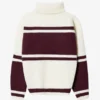 Gebreide oversized trui met col in bordeauxrood