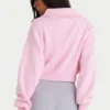 Geribbeld gebreid cropped sweatshirt met rits in lichtroze