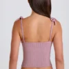 Geribbelde gebreide tanktop met strik in mauve