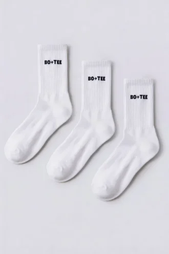 Geribde halfhoge sokken, 3-pack, wit