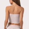 Geribde jersey bandeau-top met roze strepen