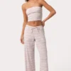 Geribde jersey bandeau-top met roze strepen