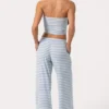 Geribde jersey broek met lage taille in blauwe strepen