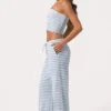 Geribde jersey broek met lage taille in blauwe strepen