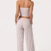 Geribde jersey broek met lage taille in roze streep