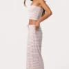 Geribde jersey broek met lage taille in roze streep