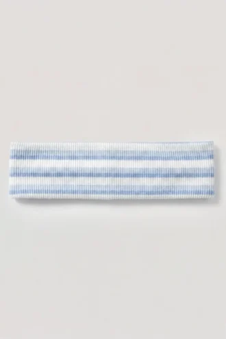 Geribde jersey hoofdband met blauwe strepen