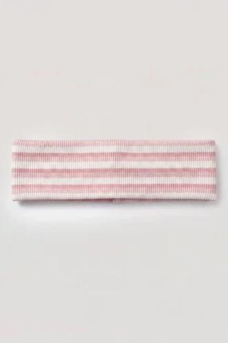 Geribde jersey hoofdband met roze strepen