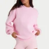 Geribde oversized trui in lichtroze