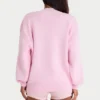 Geribde oversized trui in lichtroze