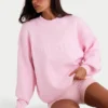 Geribde oversized trui in lichtroze