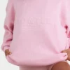 Geribde oversized trui in lichtroze