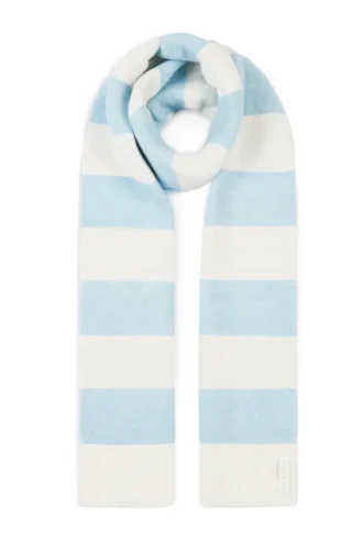 Gestreepte gebreide sjaal in poederblauw