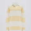 Gestreepte oversized T-shirt met lange mouwen in Lemon