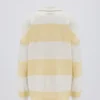 Gestreepte oversized T-shirt met lange mouwen in Lemon
