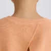 Getextureerd katoenen jersey cropped sweatshirt met open rug in perzik