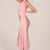 Giada halterjurk met sjaaldetail in blushroze