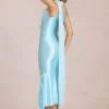 Giada Midaxi-jurk met sjaaldetail in zacht aqua