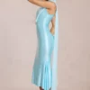 Giada Midaxi-jurk met sjaaldetail in zacht aqua