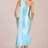 Giada Midaxi-jurk met sjaaldetail in zacht aqua