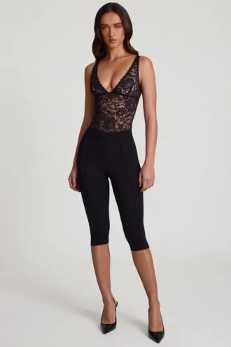 Giuliana Ponte Jersey cropped capribroek in zwart