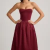 Gloriana omvormbare midi-jurk met strikdetail en bolle zoom in wijnrood