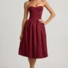 Gloriana omvormbare midi-jurk met strikdetail en bolle zoom in wijnrood