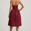 Gloriana omvormbare midi-jurk met strikdetail en bolle zoom in wijnrood