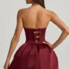 Gloriana omvormbare midi-jurk met strikdetail en bolle zoom in wijnrood
