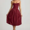 Gloriana omvormbare midi-jurk met strikdetail en bolle zoom in wijnrood