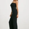 Grof gebreide bandeau-Jumpsuit met uitlopende pijpen in zwart