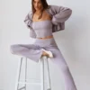 Grof gebreide broek met omgeslagen pijpen in Dusty Lavender
