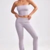 Grof gebreide broek met omgeslagen pijpen in Dusty Lavender
