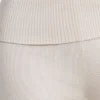 Grof gebreide broek met omgeslagen zoom en uitlopende pijpen in crème