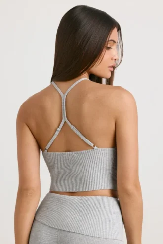 Grof gebreide tanktop in grijs gemêleerd