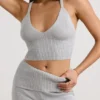 Grof gebreide tanktop in grijs gemêleerd