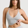 Grof gebreide tanktop in grijs gemêleerd