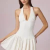 Haddie Modal Broderie Anglaise halternek minijurk in wit