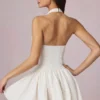 Haddie Modal Broderie Anglaise halternek minijurk in wit