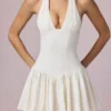 Haddie Modal Broderie Anglaise halternek minijurk in wit