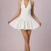 Haddie Modal Broderie Anglaise halternek minijurk in wit
