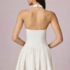 Haddie Modal Broderie Anglaise halternek minijurk in wit