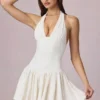 Haddie Modal Broderie Anglaise halternek minijurk in wit