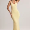 Hallie Modal halternek maxi-jurk in Lemon Sherbet